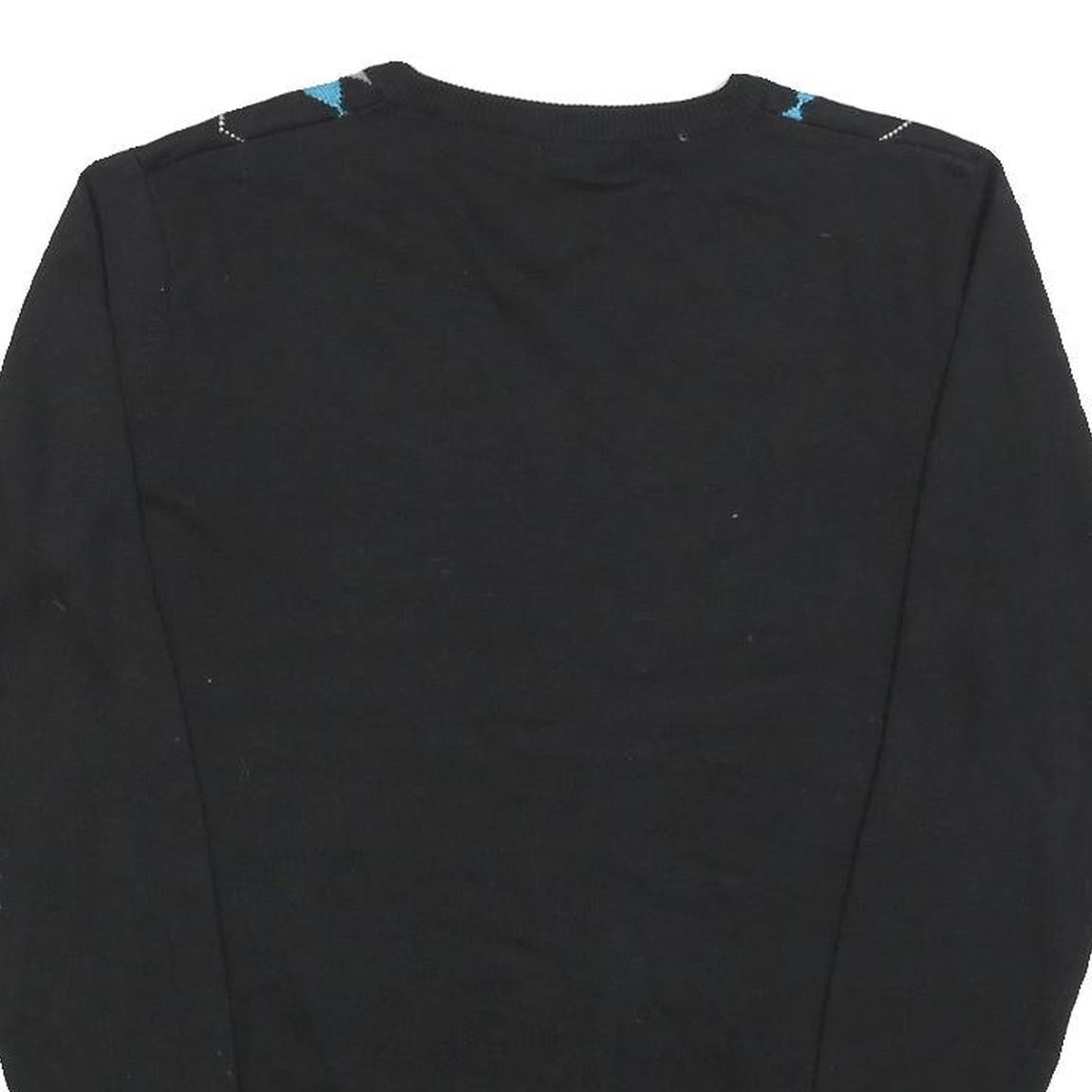 STOCKHOMME Mens Black Blue Grey Patterned V-Neck Basic Knit Jumper S Acrylic