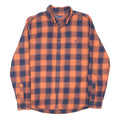 EASY Mens Orange & Navy Check Shirt XL Cotton Blend Casual Long Sleeve