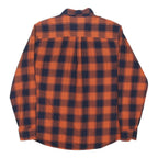 EASY Mens Orange & Navy Check Shirt XL Cotton Blend Casual Long Sleeve