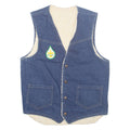 Na-churs Mens Sherpa Lined Denim Waistcoat Blue S