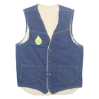 Na-churs Mens Sherpa Lined Denim Waistcoat Blue S