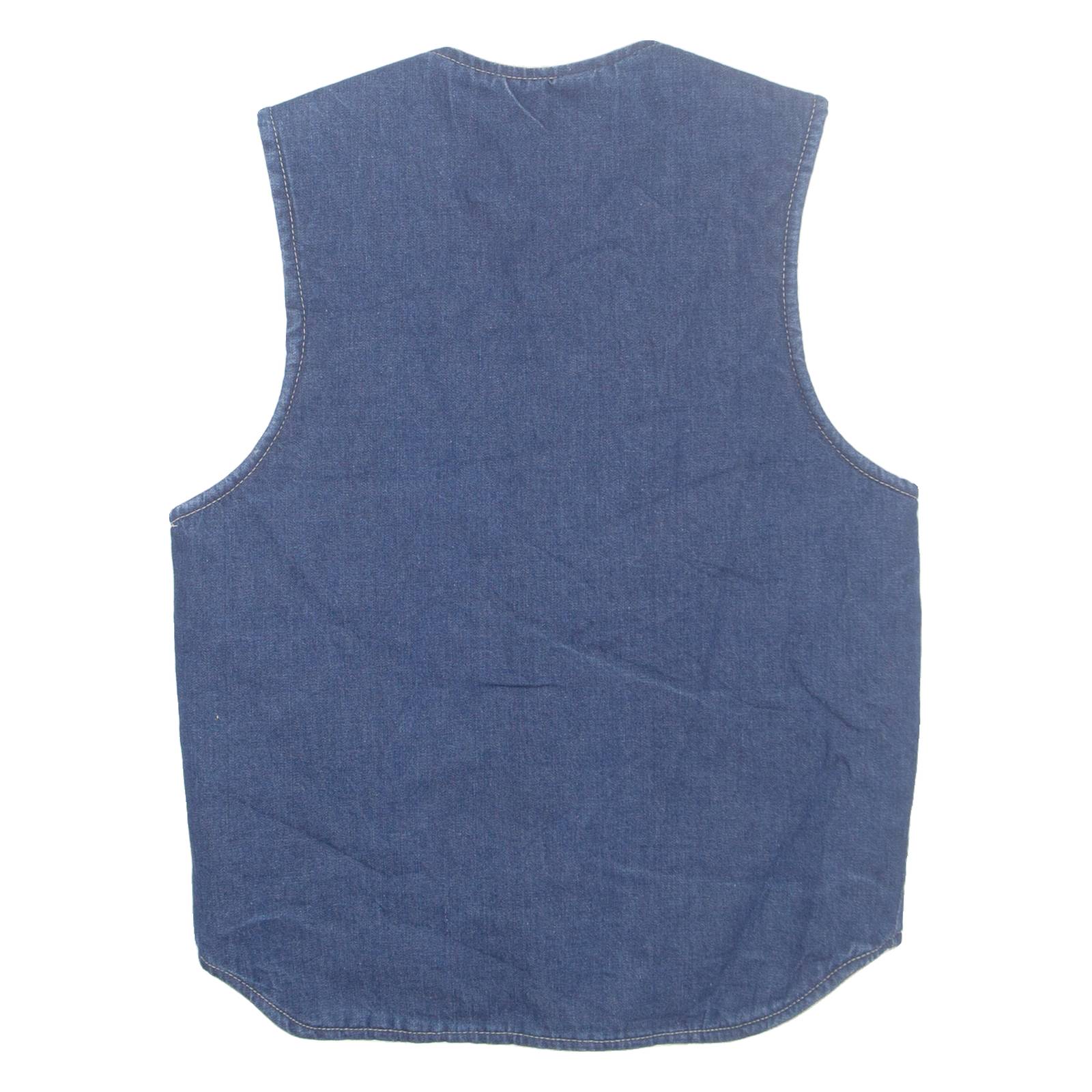 Na-churs Mens Sherpa Lined Denim Waistcoat Blue S