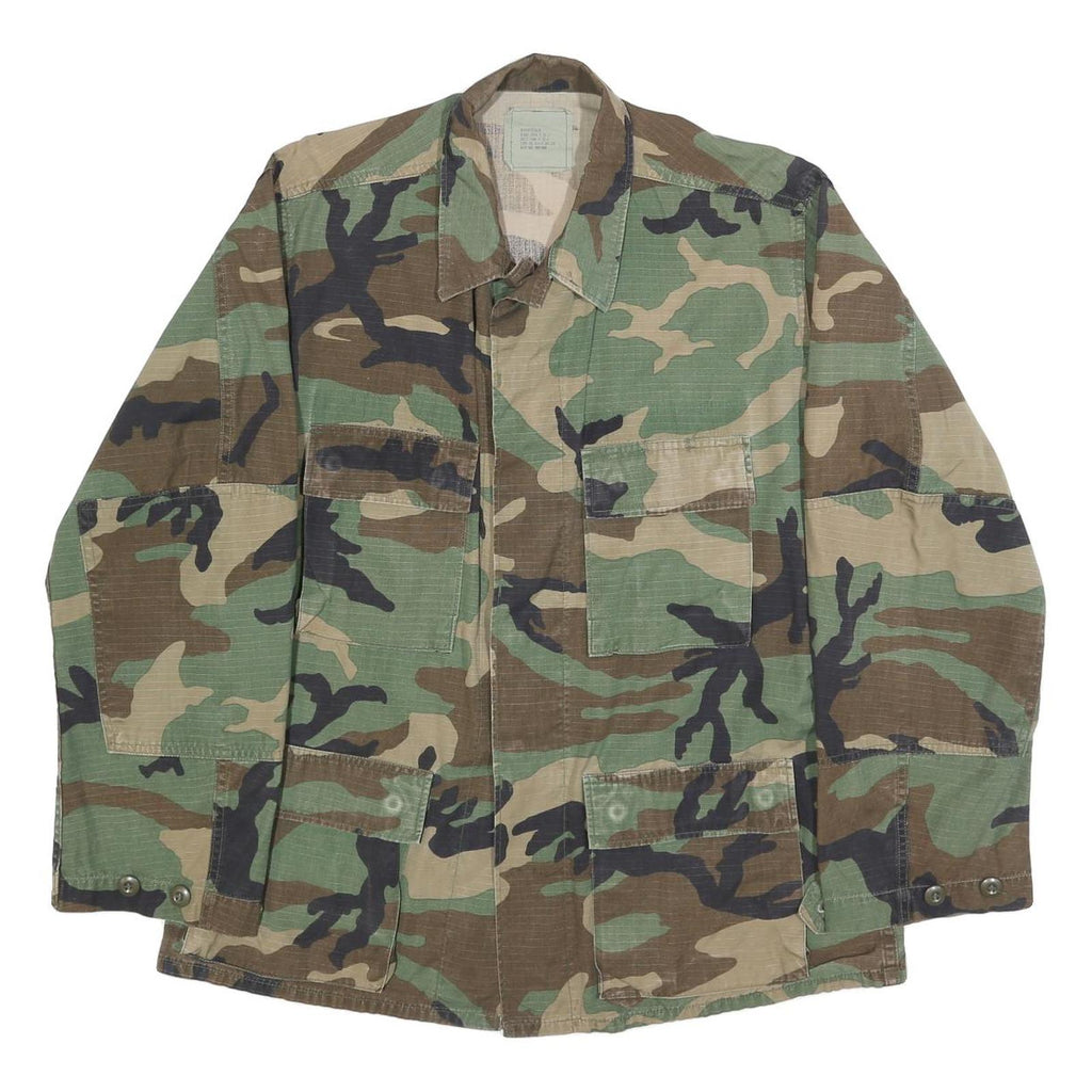 AMERICAN APPAREL Mens Green & Brown Camouflage Button Jacket M Cotton Blend