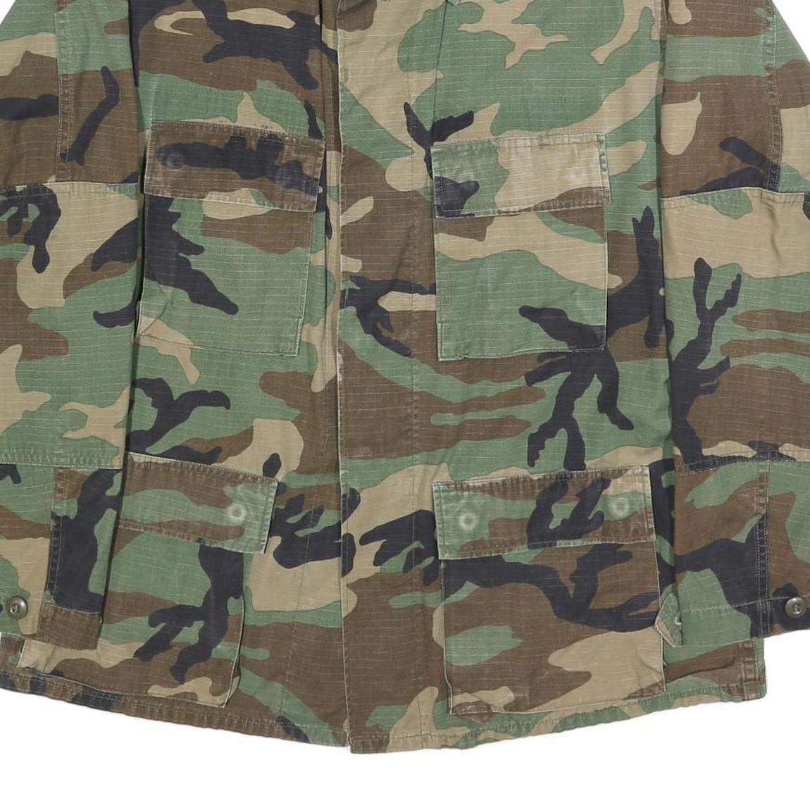 AMERICAN APPAREL Mens Green & Brown Camouflage Button Jacket M Cotton Blend