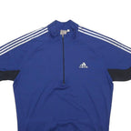 ADIDAS Mens Blue & Black Athletic T-Shirt XL Short Sleeve 1/4 Zip Sports Top
