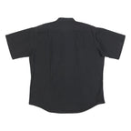 PIERRE CARDIN Mens Black Cotton Blend Shirt L Button Up Short Sleeve Relaxed Fit