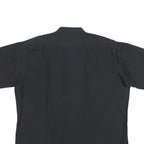 PIERRE CARDIN Mens Black Cotton Blend Shirt L Button Up Short Sleeve Relaxed Fit