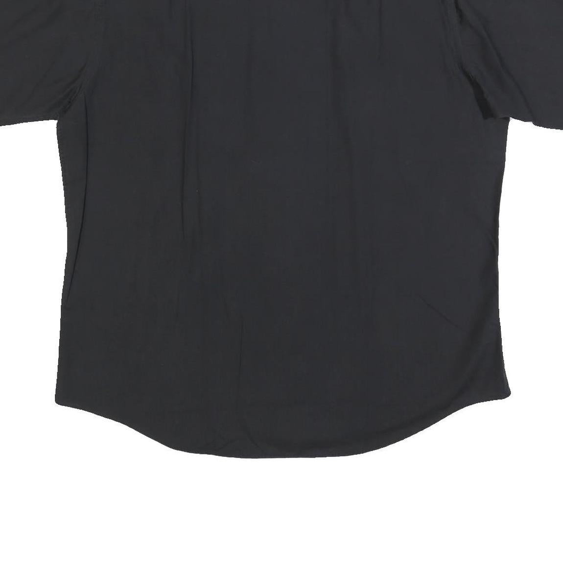 PIERRE CARDIN Mens Black Cotton Blend Shirt L Button Up Short Sleeve Relaxed Fit