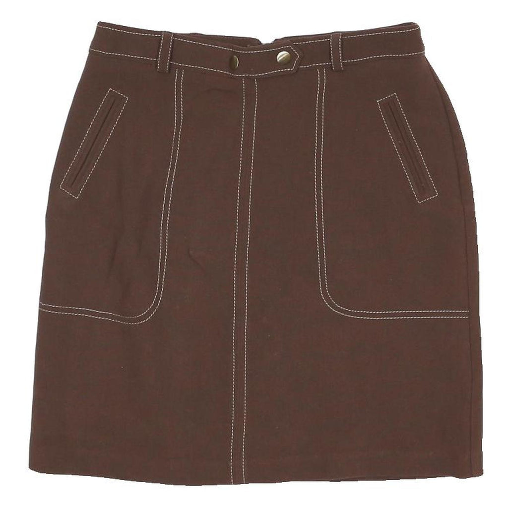 NEXT Womens Brown Straight Knee Length Viscose Blend Skirt UK 6 Stitch Pocket