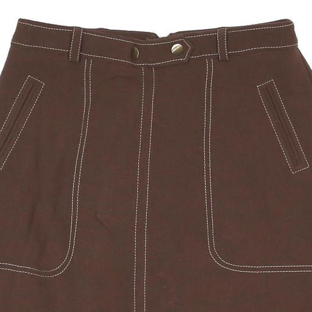 NEXT Womens Brown Straight Knee Length Viscose Blend Skirt UK 6 Stitch Pocket