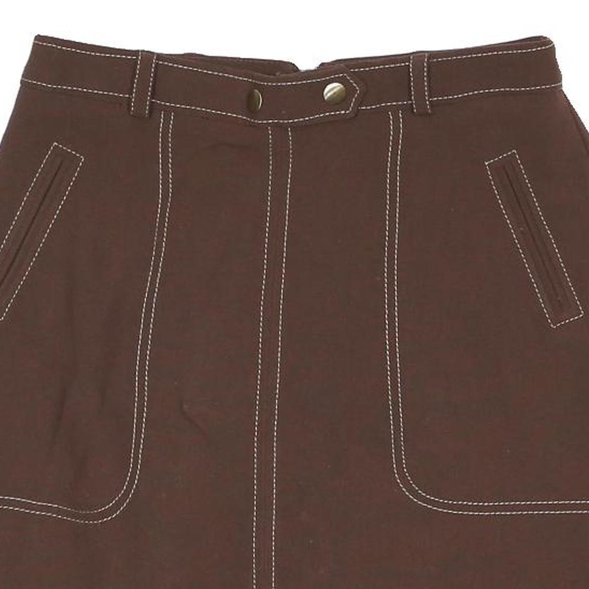 NEXT Womens Brown Straight Knee Length Viscose Blend Skirt UK 6 Stitch Pocket