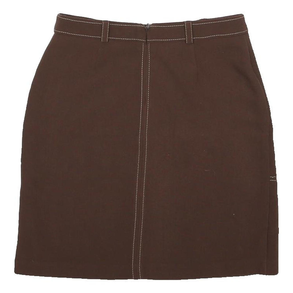 NEXT Womens Brown Straight Knee Length Viscose Blend Skirt UK 6 Stitch Pocket