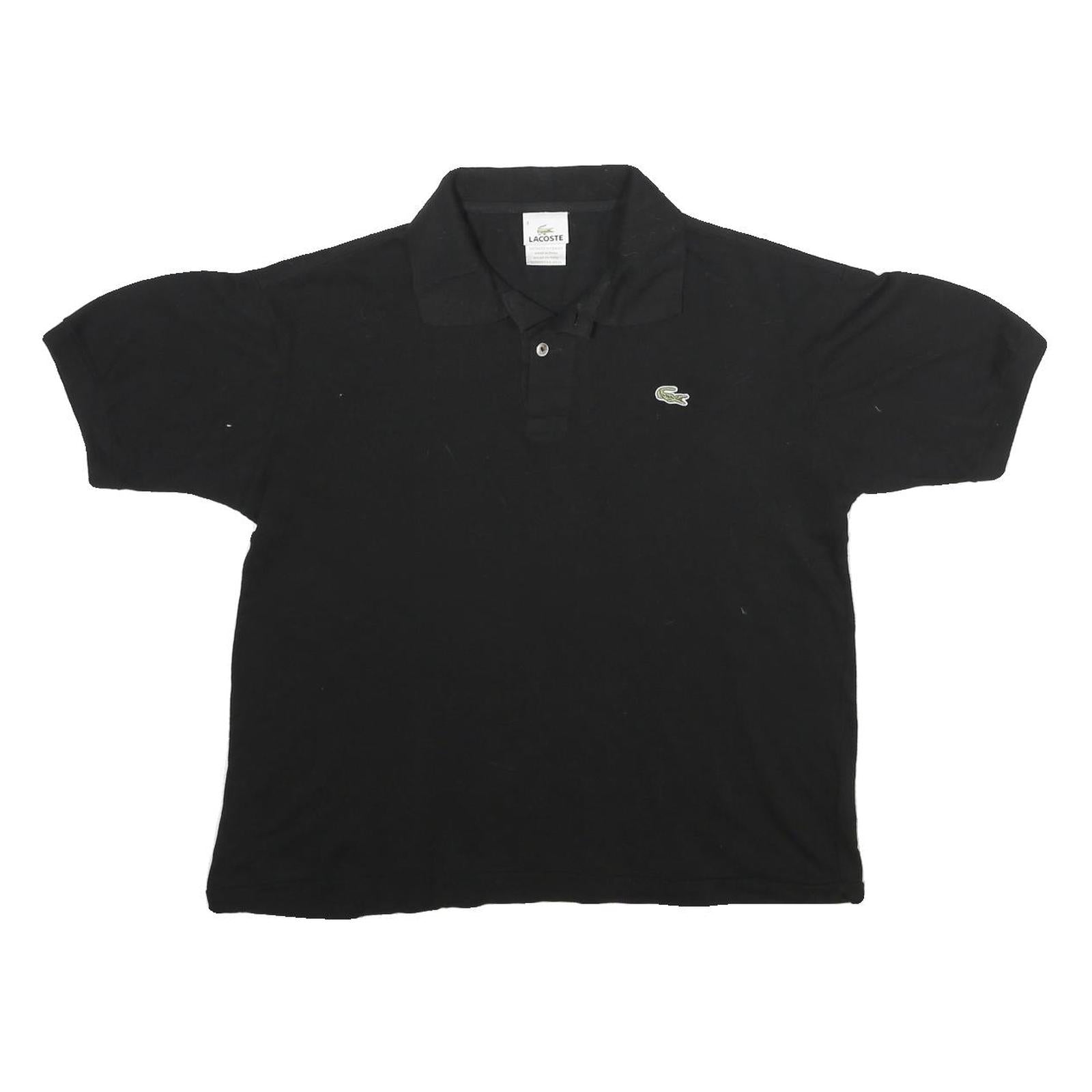 LACOSTE Mens Black Cotton Short Sleeve Polo Shirt S Classic Logo Casual