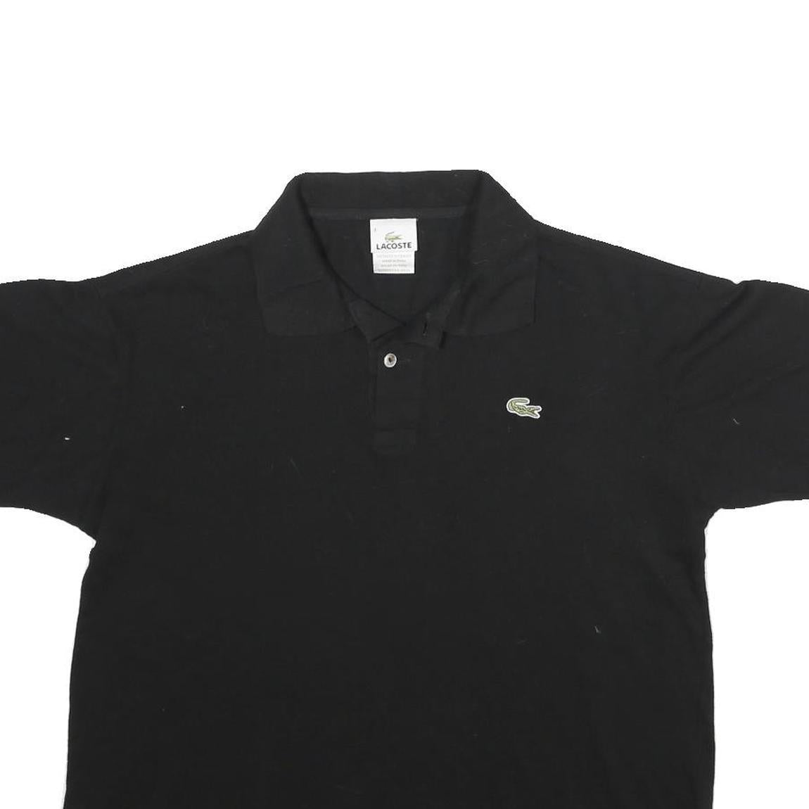 LACOSTE Mens Black Cotton Short Sleeve Polo Shirt S Classic Logo Casual
