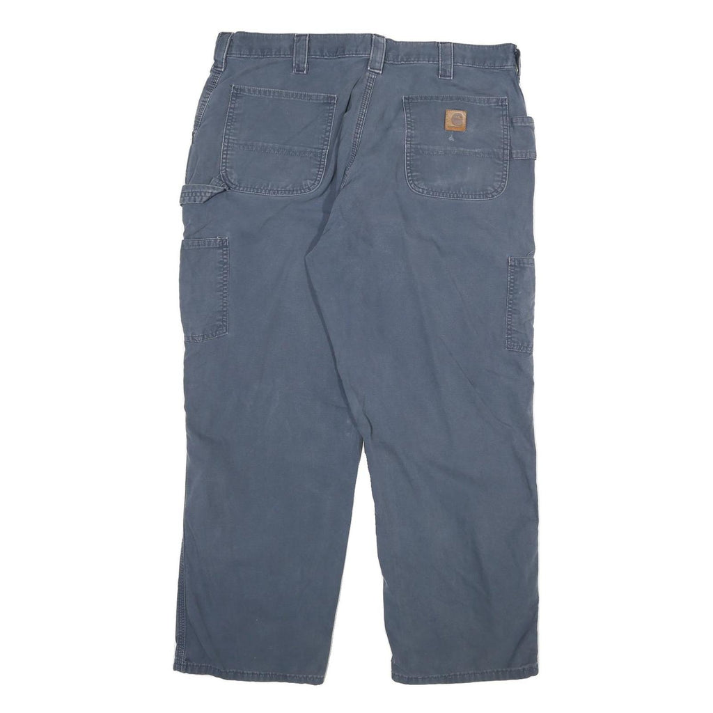 CARHARTT Mens Cotton Blend Blue Relaxed Straight Trousers W38 L30 Utility