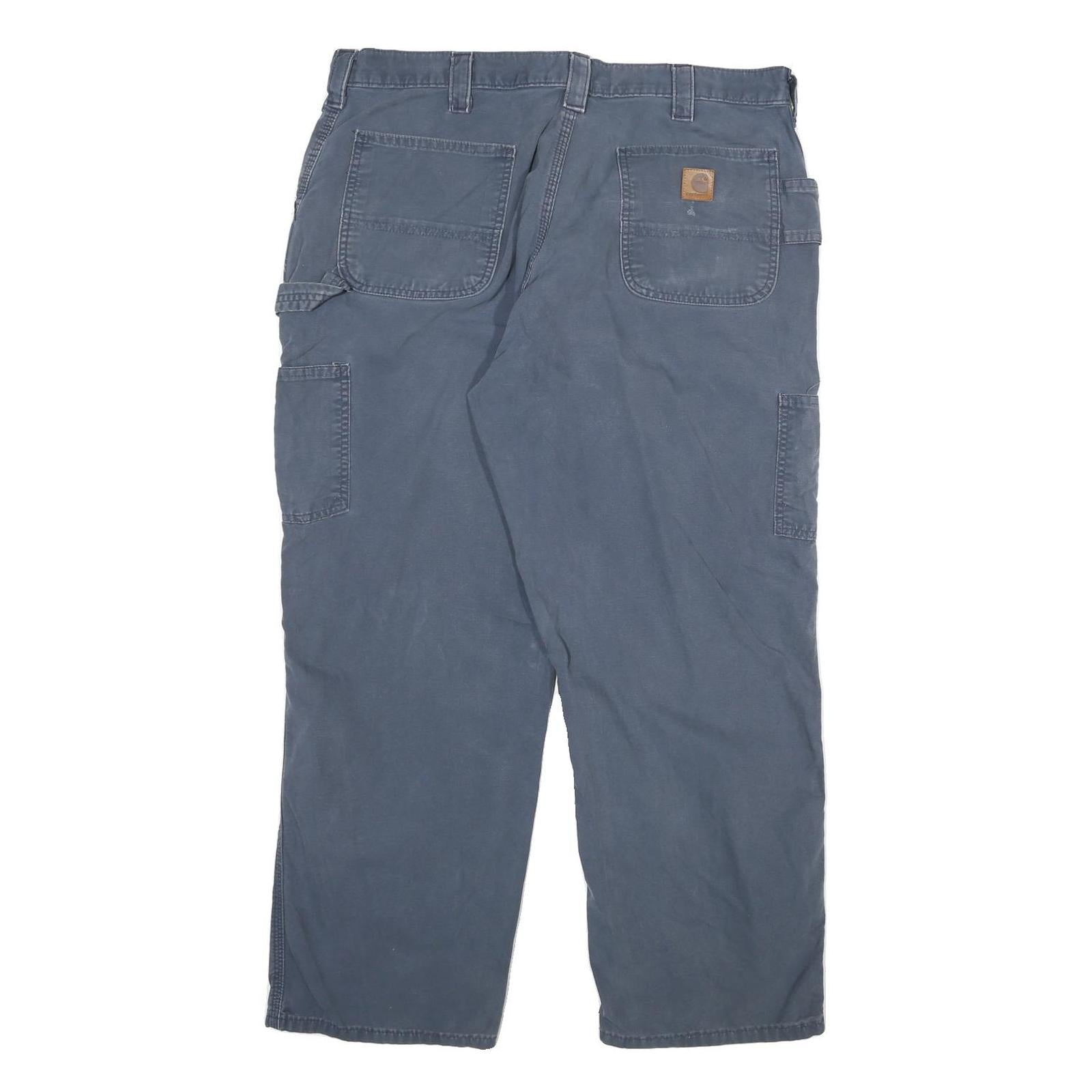 CARHARTT Mens Cotton Blend Blue Relaxed Straight Trousers W38 L30 Utility