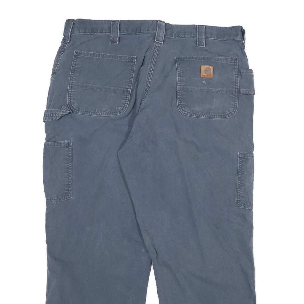CARHARTT Mens Cotton Blend Blue Relaxed Straight Trousers W38 L30 Utility