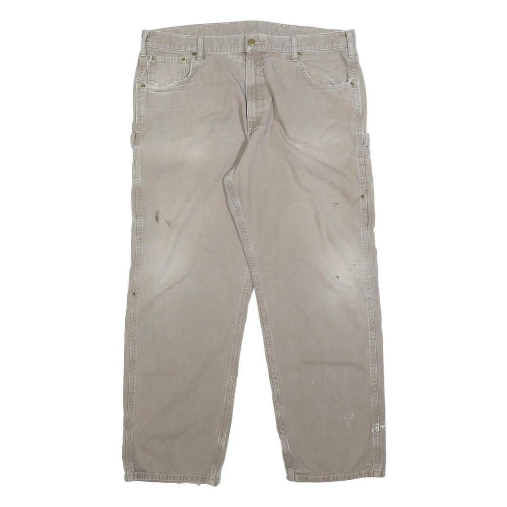 CARHARTT Mens Cotton Beige Loose Tapered Trousers W40 L32 Workwear Casual