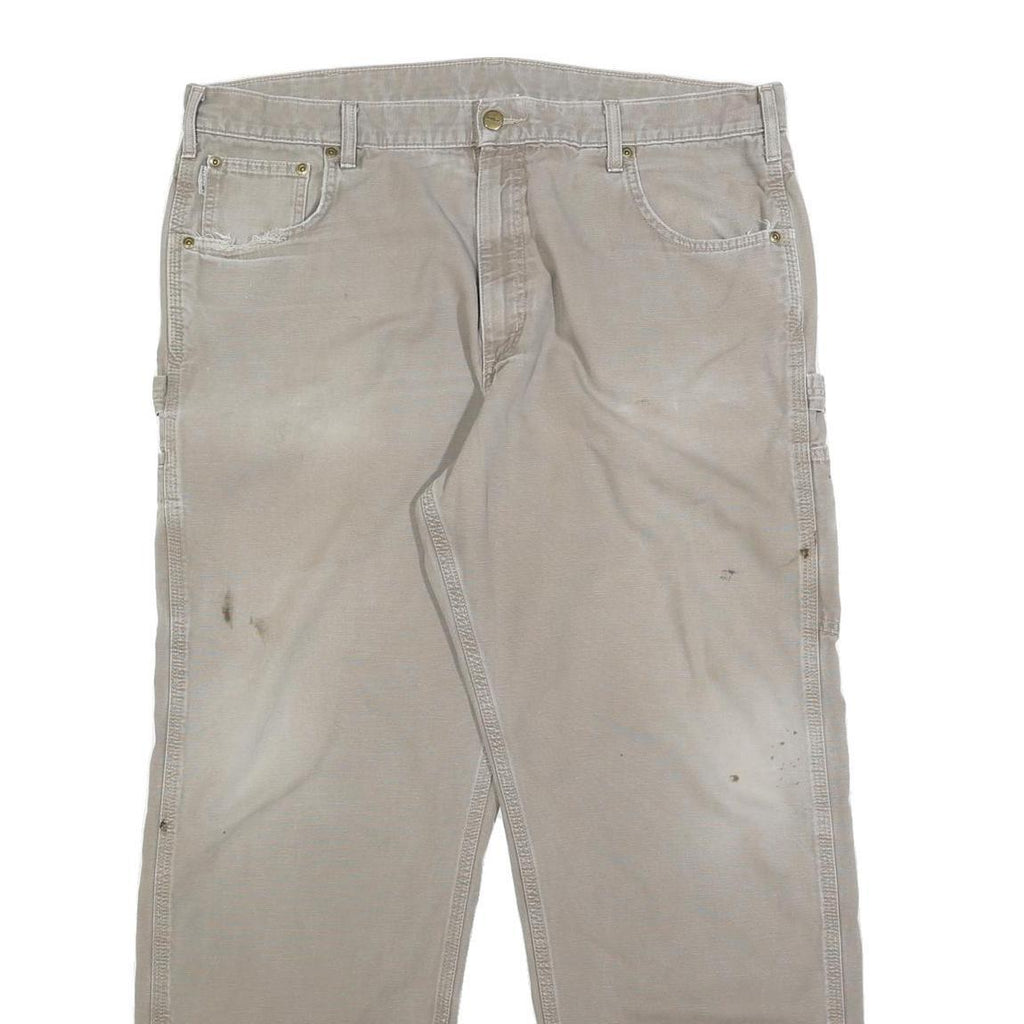 CARHARTT Mens Cotton Beige Loose Tapered Trousers W40 L32 Workwear Casual