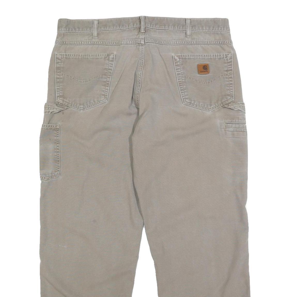 CARHARTT Mens Cotton Beige Loose Tapered Trousers W40 L32 Workwear Casual