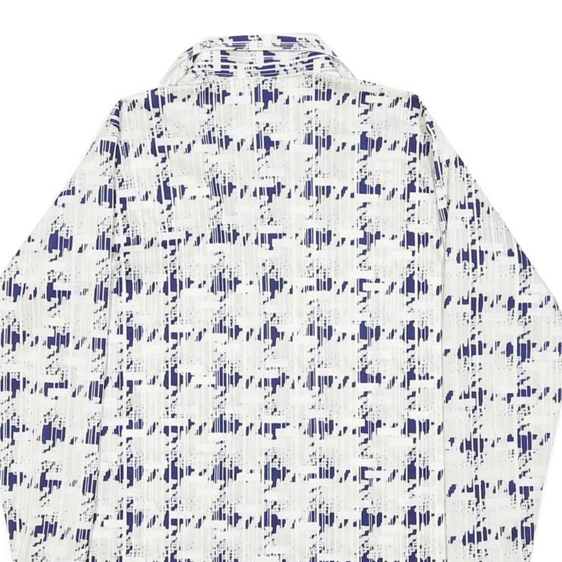 TED BAKER Womens White & Navy Pattern Shirt M Long Sleeve Button Collar Elegant