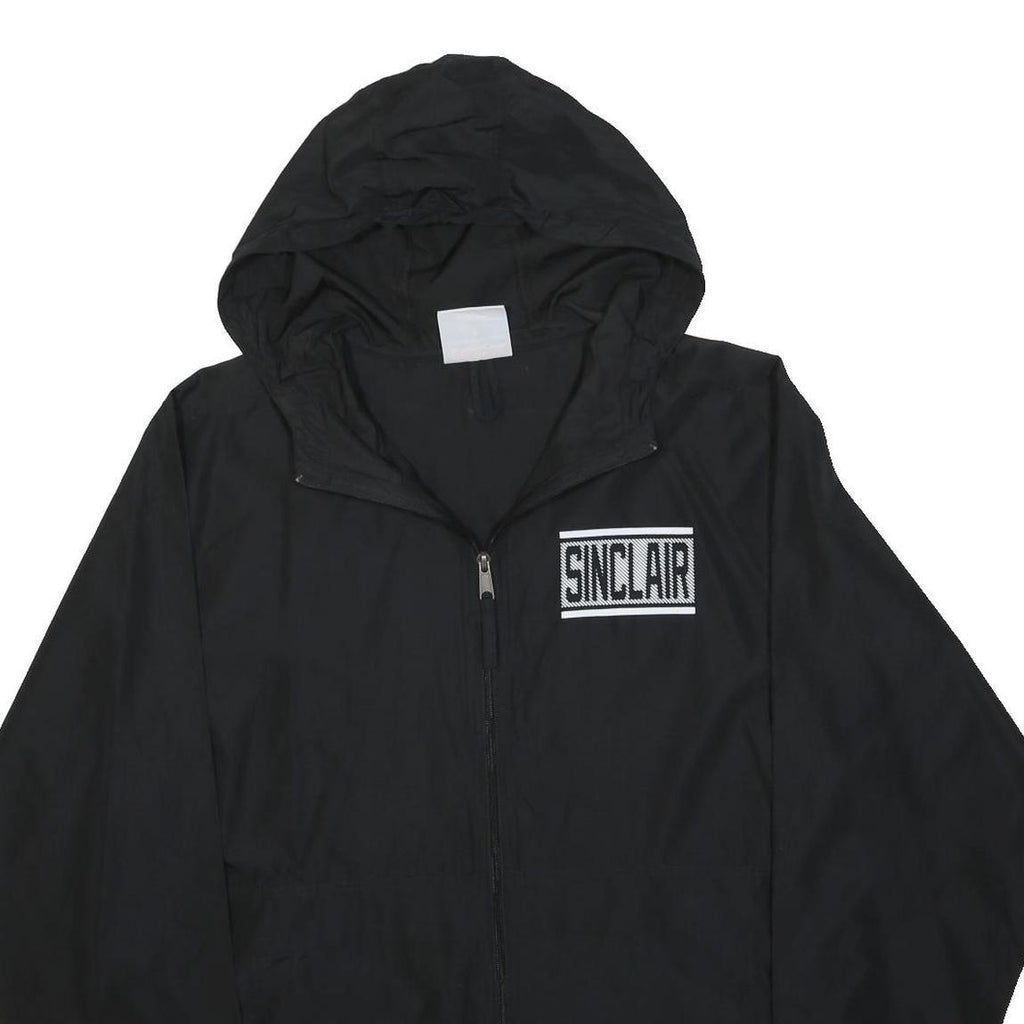 CHAMPION Mens Black Hooded Zip Jacket M Polyester Sinclair Print Logo