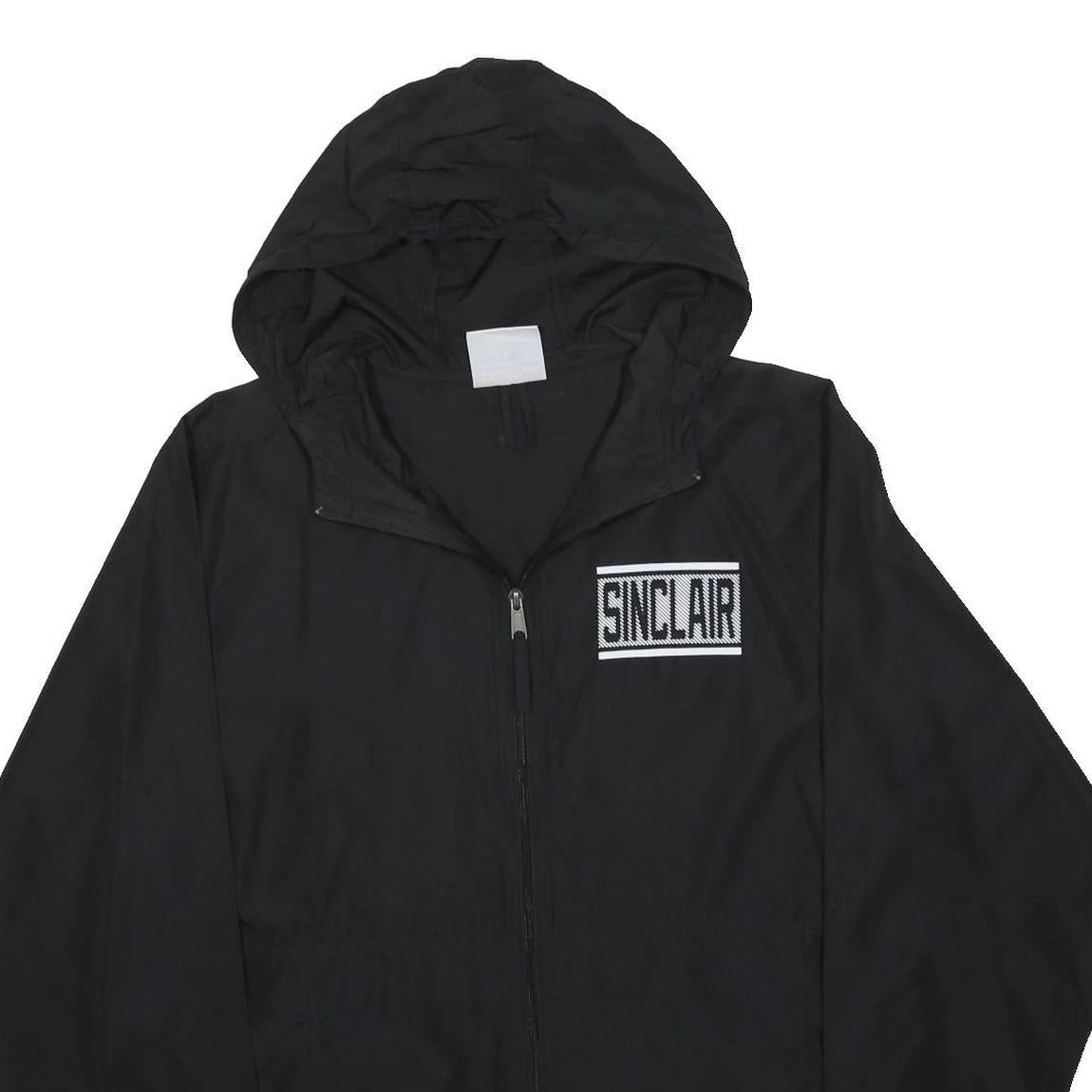 CHAMPION Mens Black Hooded Zip Jacket M Polyester Sinclair Print Logo