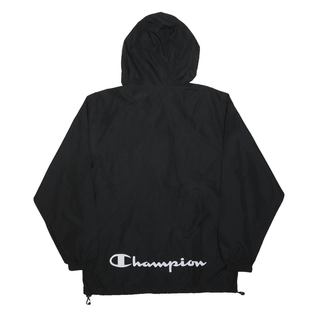 CHAMPION Mens Black Hooded Zip Jacket M Polyester Sinclair Print Logo