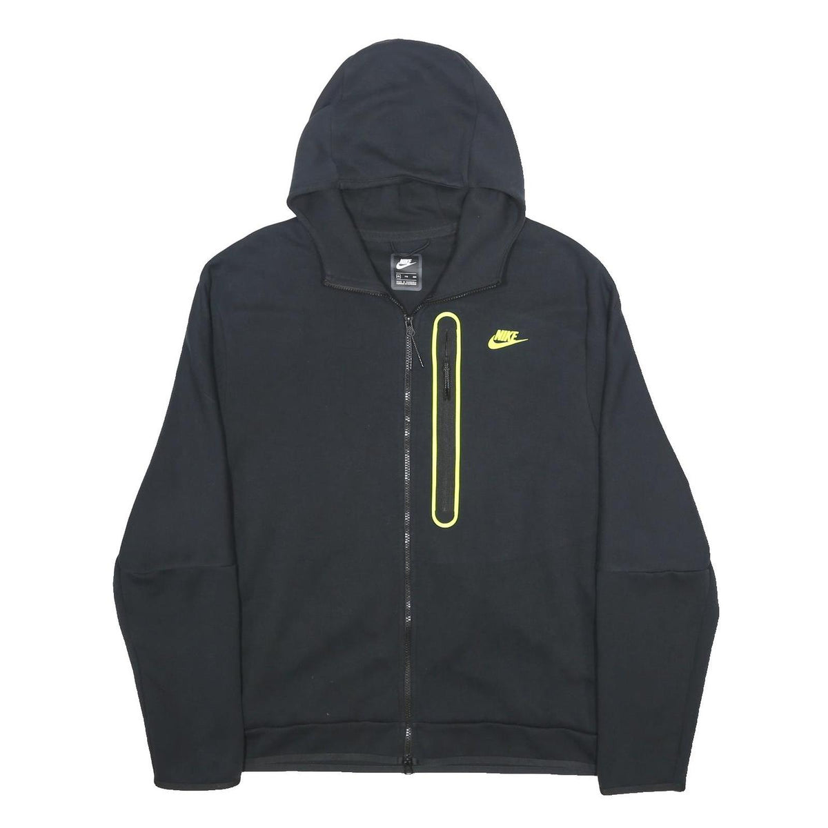 NIKE Mens Black Full Zip Hoodie 2XL Cotton Blend Sportswear Casual Zip-Up