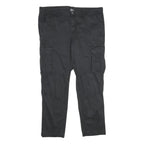WATSON'S Mens Cotton Black Regular Cargo Trousers W36 L30 Practical Zip Closure