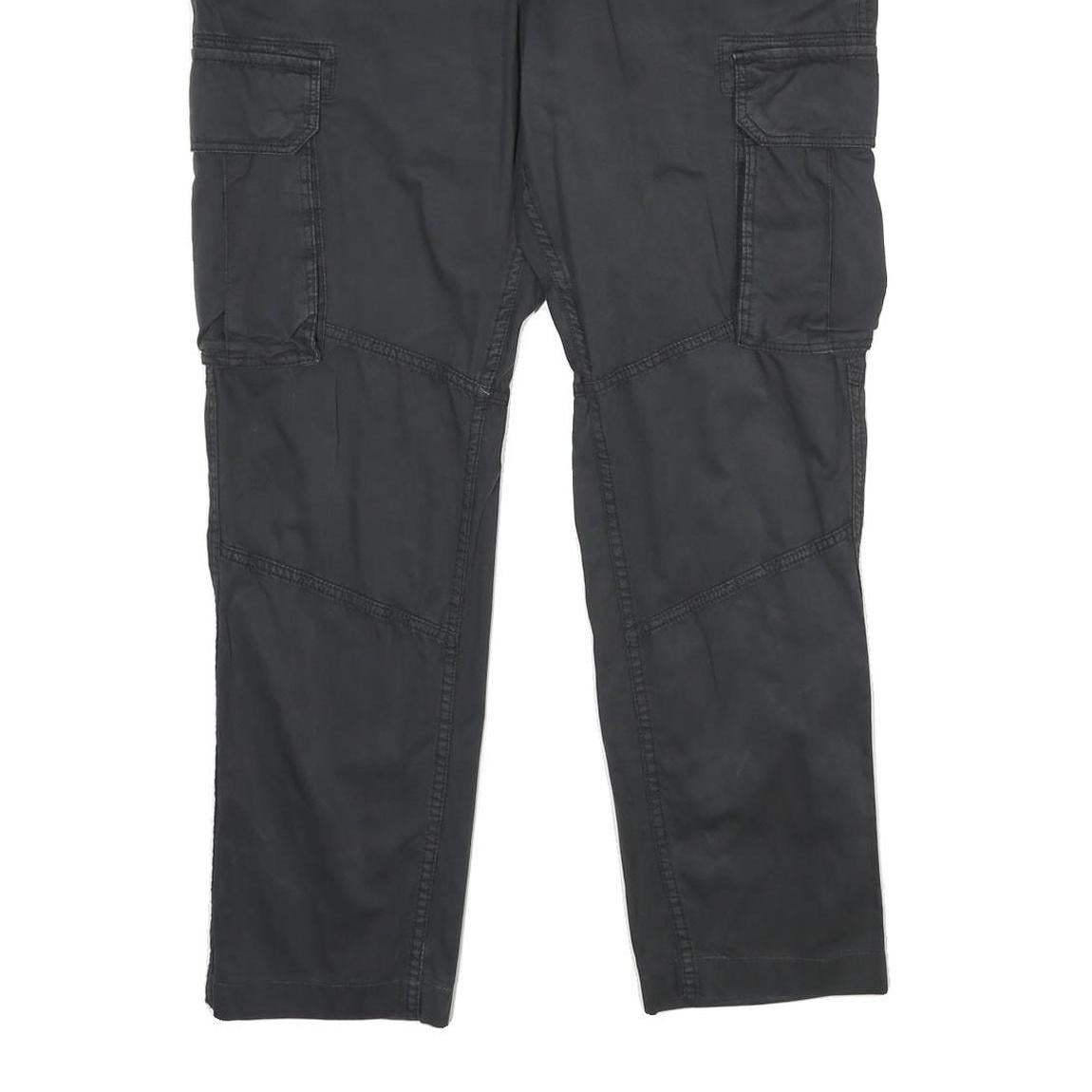 WATSON'S Mens Cotton Black Regular Cargo Trousers W36 L30 Practical Zip Closure
