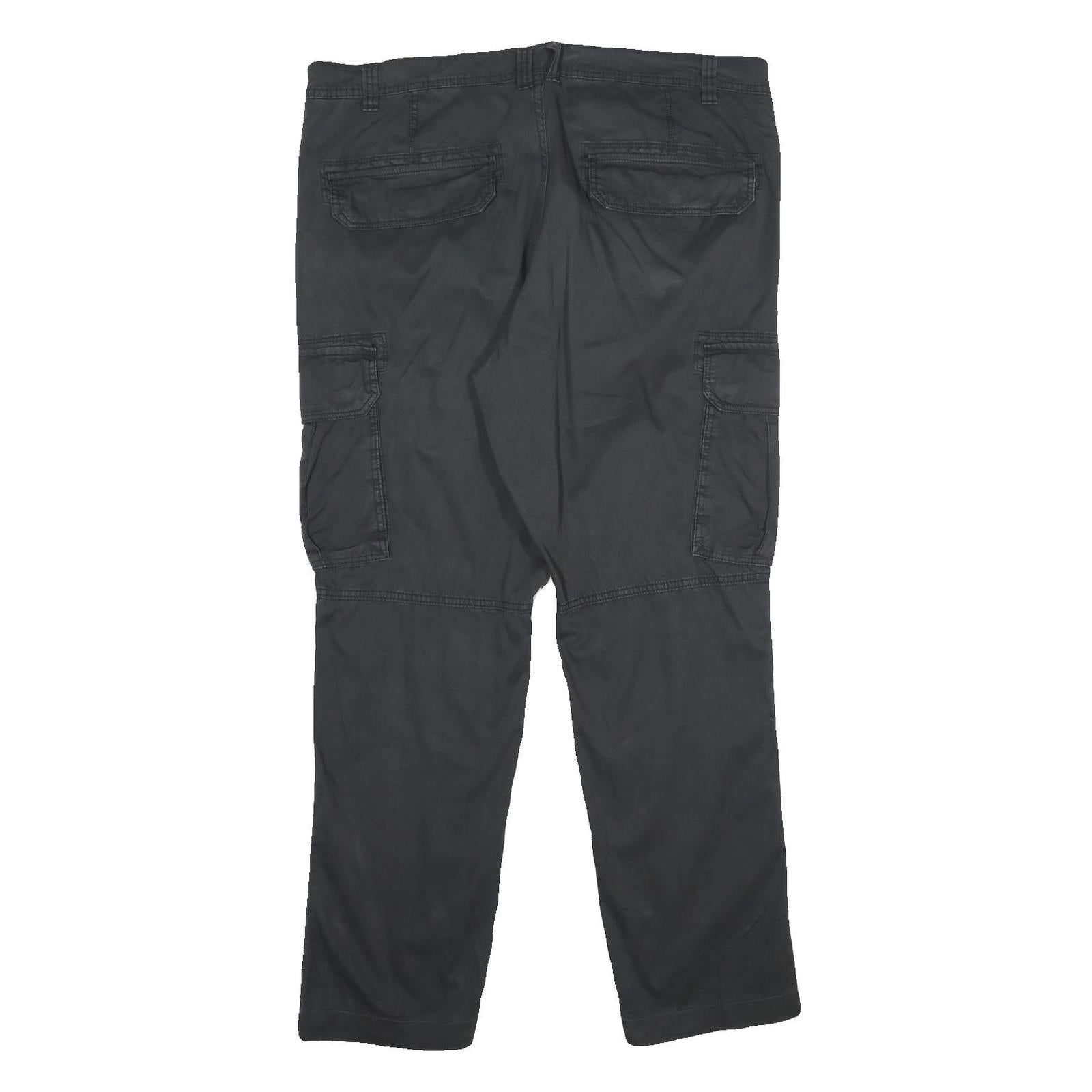 WATSON'S Mens Cotton Black Regular Cargo Trousers W36 L30 Practical Zip Closure