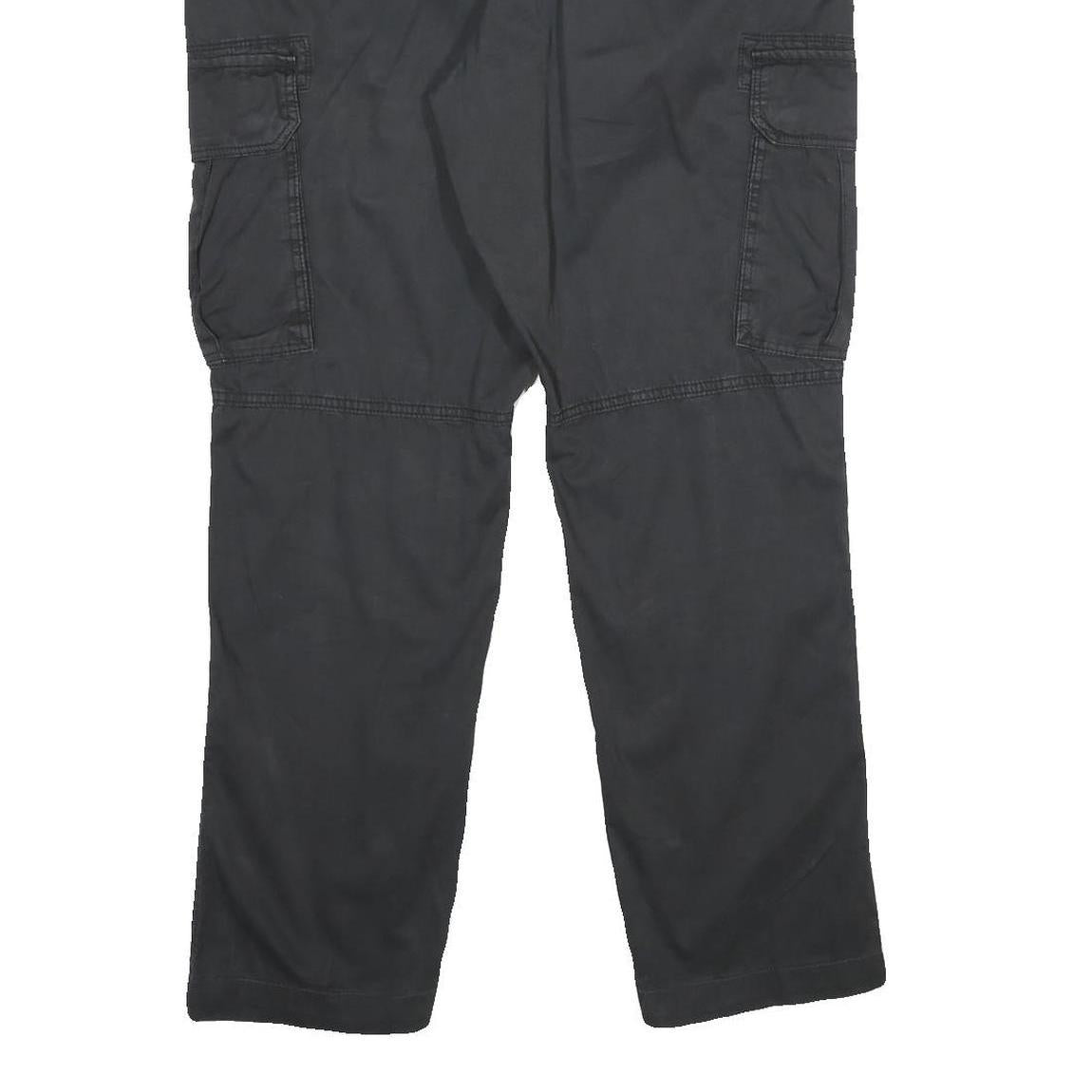 WATSON'S Mens Cotton Black Regular Cargo Trousers W36 L30 Practical Zip Closure