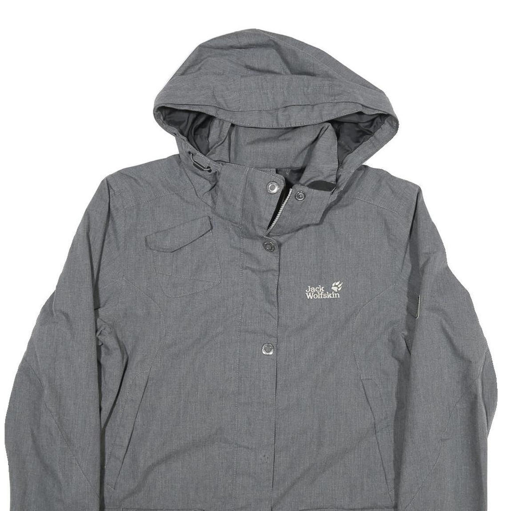 JACK WOLFSKIN Womens Grey Outdoor Jacket L Polyester Blend Zip Hooded Casual