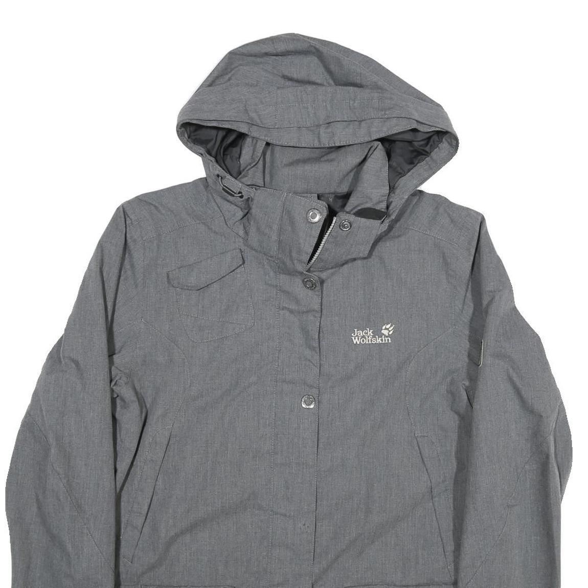 JACK WOLFSKIN Womens Grey Outdoor Jacket L Polyester Blend Zip Hooded Casual