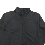 NIKE Womens Black & White Zip Jacket M Polyester Blend Track Logo Swoosh