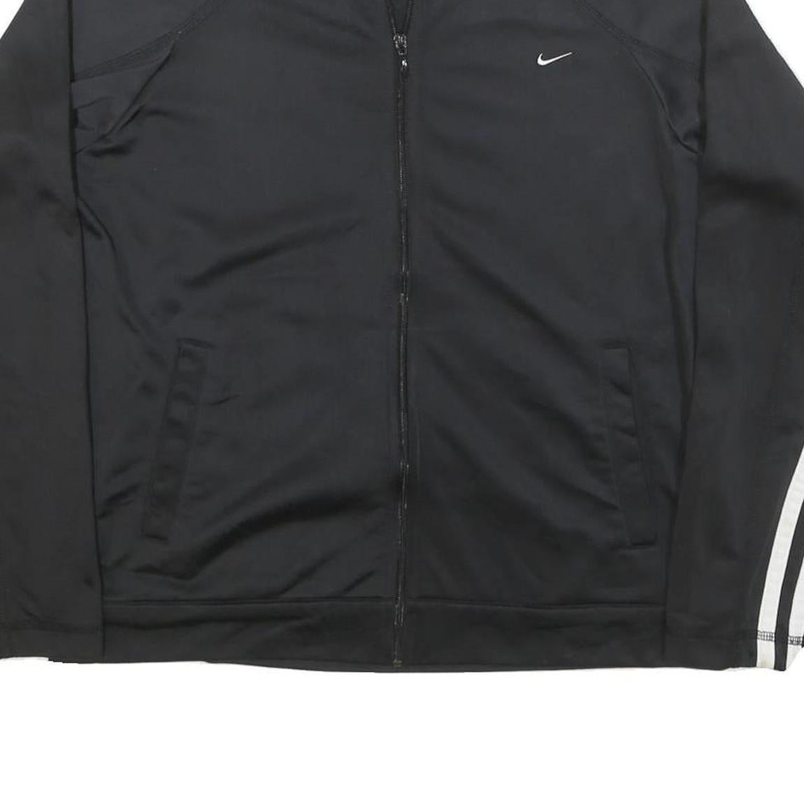 NIKE Womens Black & White Zip Jacket M Polyester Blend Track Logo Swoosh