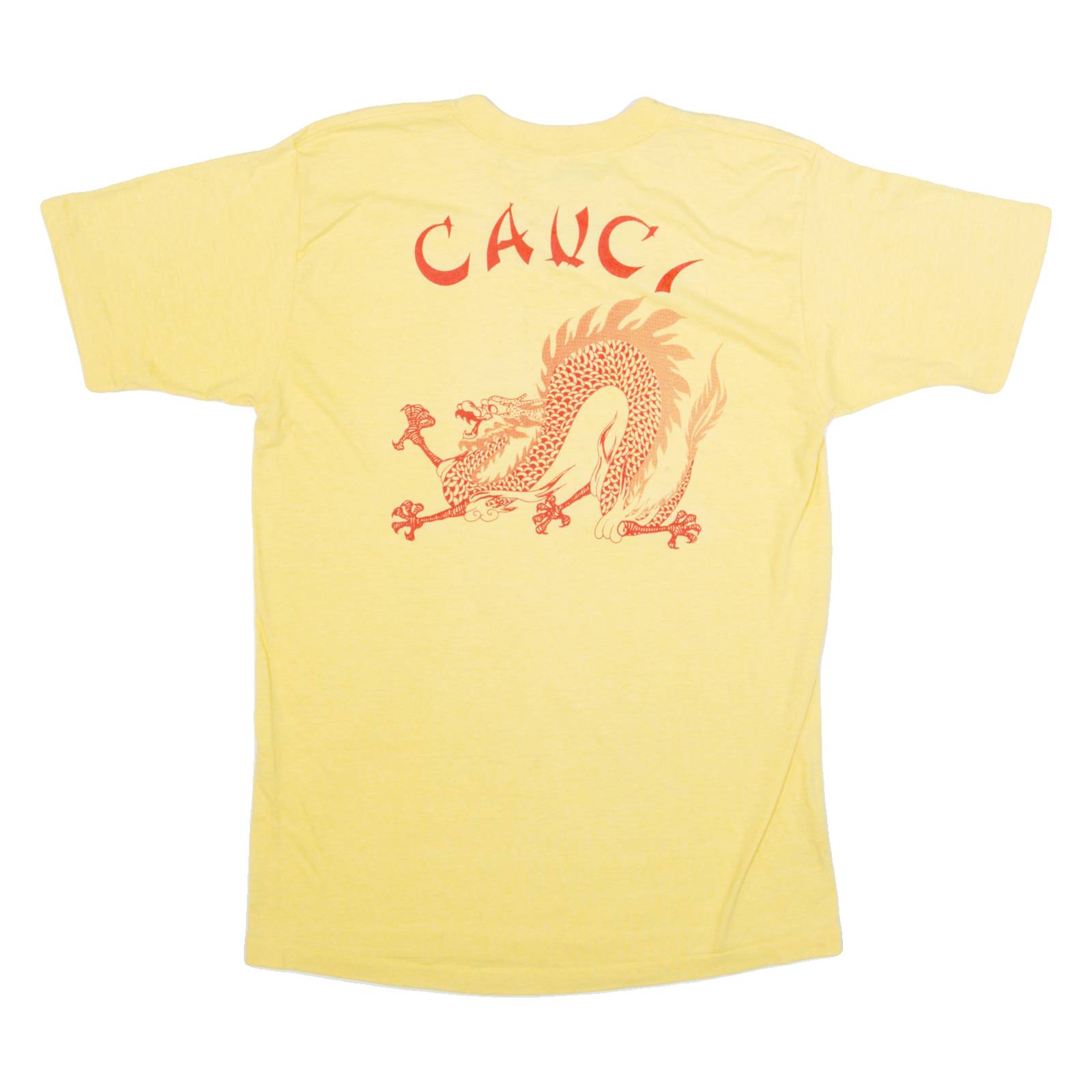 BODY WEAR Canci Dragon Womens T-Shirt Yellow 90s L