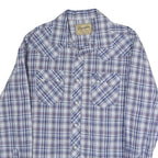 WRANGLER Mens Blue & White Check Shirt L Long Sleeve Cotton Western Retro