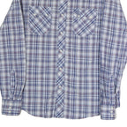 WRANGLER Mens Blue & White Check Shirt L Long Sleeve Cotton Western Retro