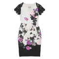 PHASE EIGHT Womens White & Black Floral Pencil Polyester Dress UK 10 Lace Sleeve