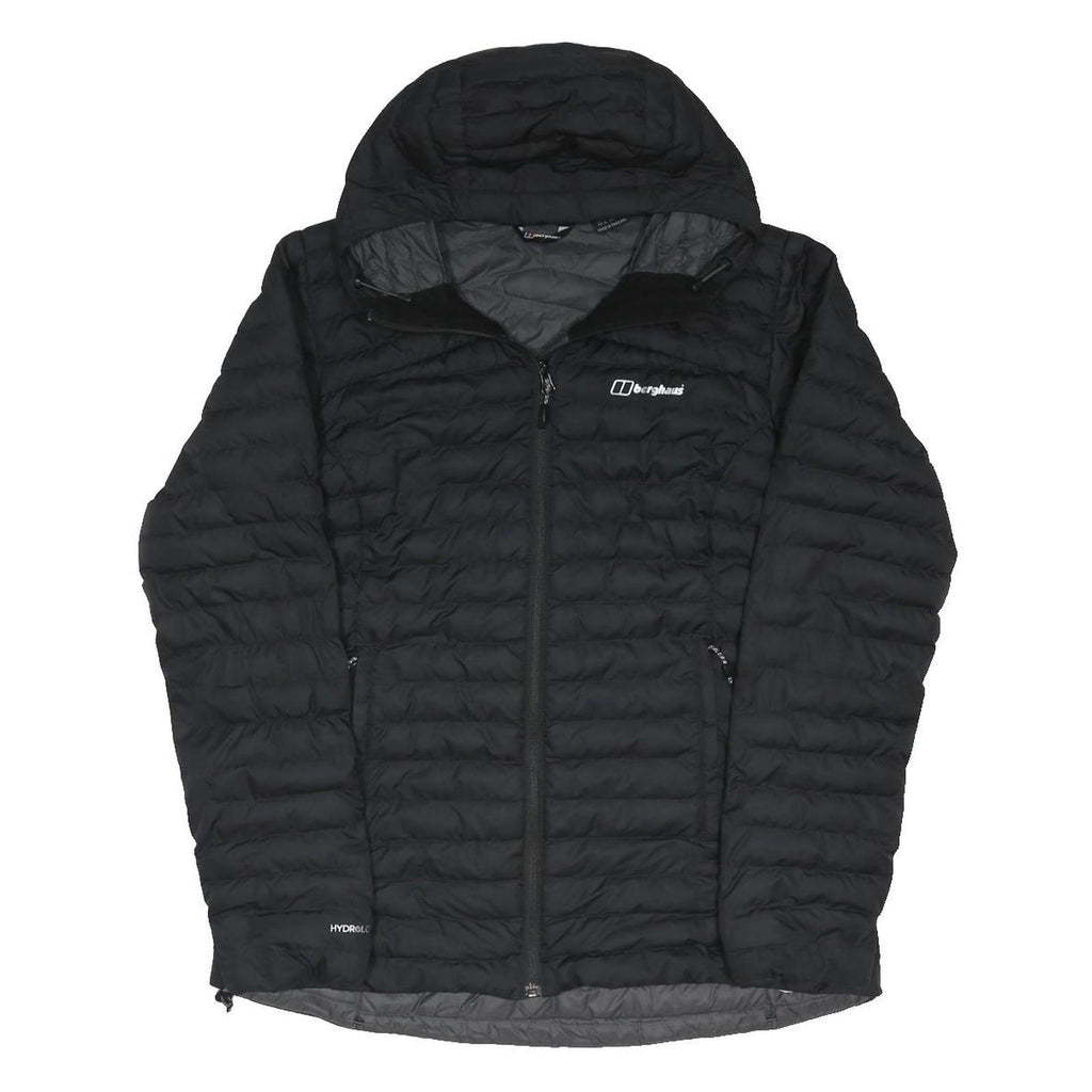 BERGHAUS Womens Black Outdoor Jacket UK 16 Polyester Blend Zip Hooded Quilted