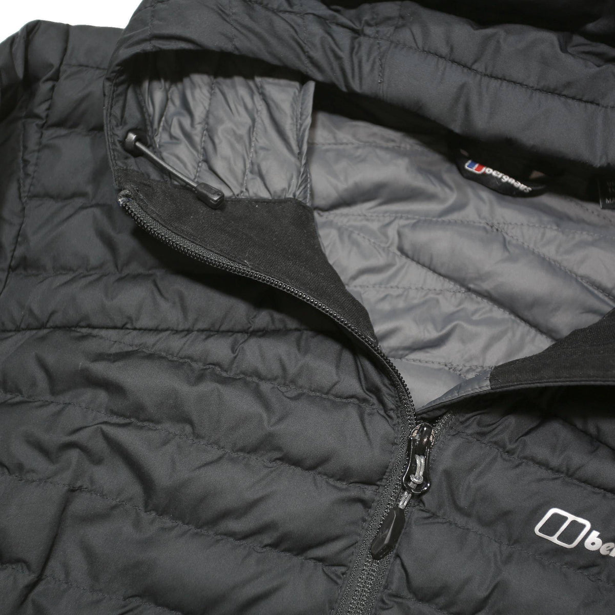 BERGHAUS Womens Black Outdoor Jacket UK 16 Polyester Blend Zip Hooded Quilted