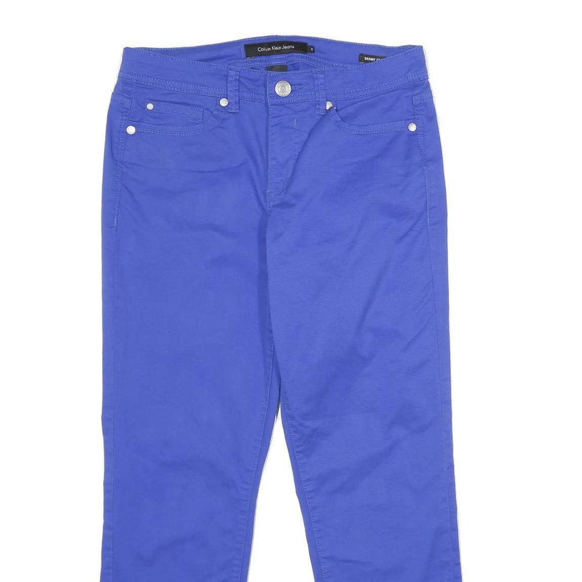 CALVIN KLEIN JEANS Womens Cotton Blend Blue Slim Skinny Trousers W30 L28 Casual