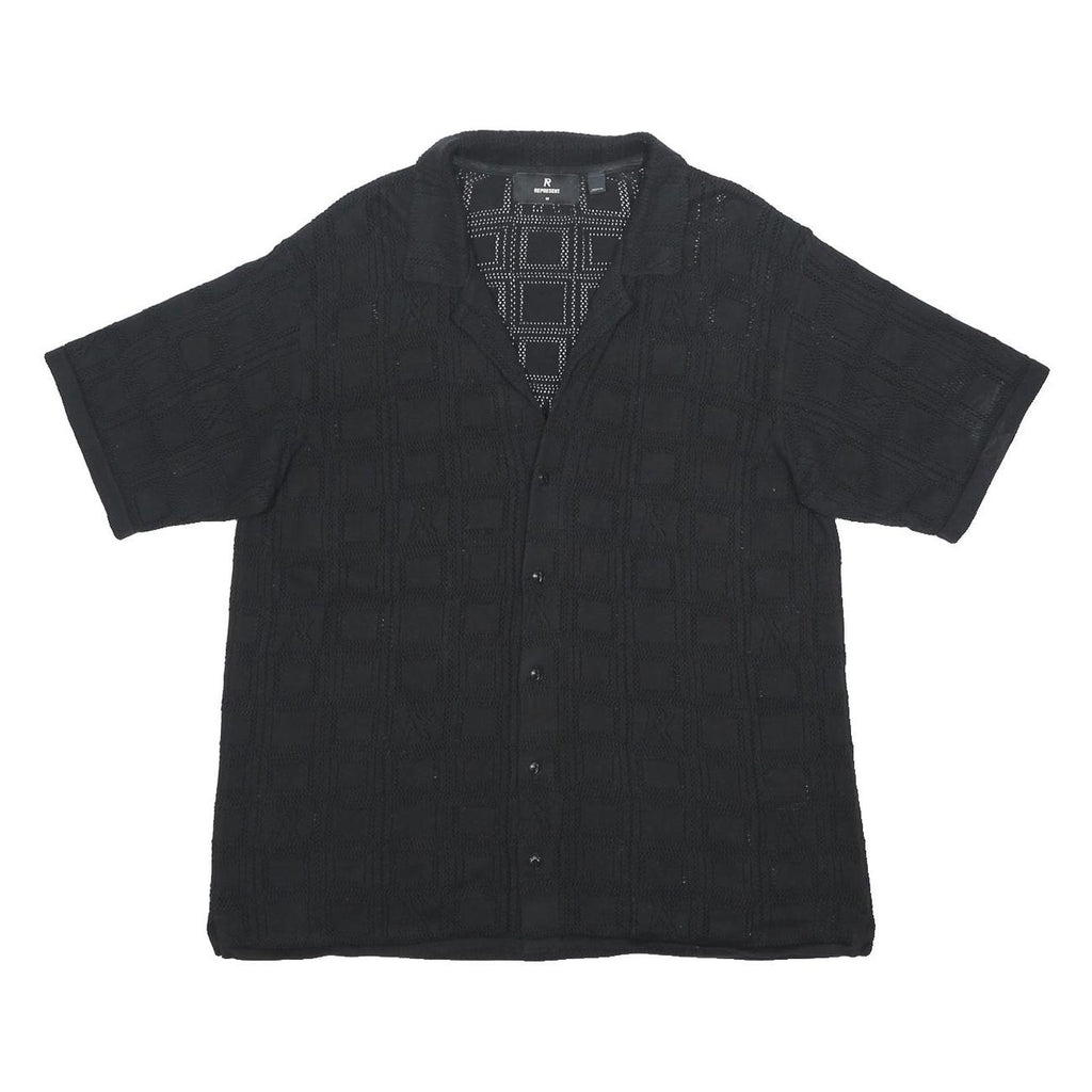 REPRESENT Mens Black Cotton Patterned Shirt M Button Shirt Summer Casual