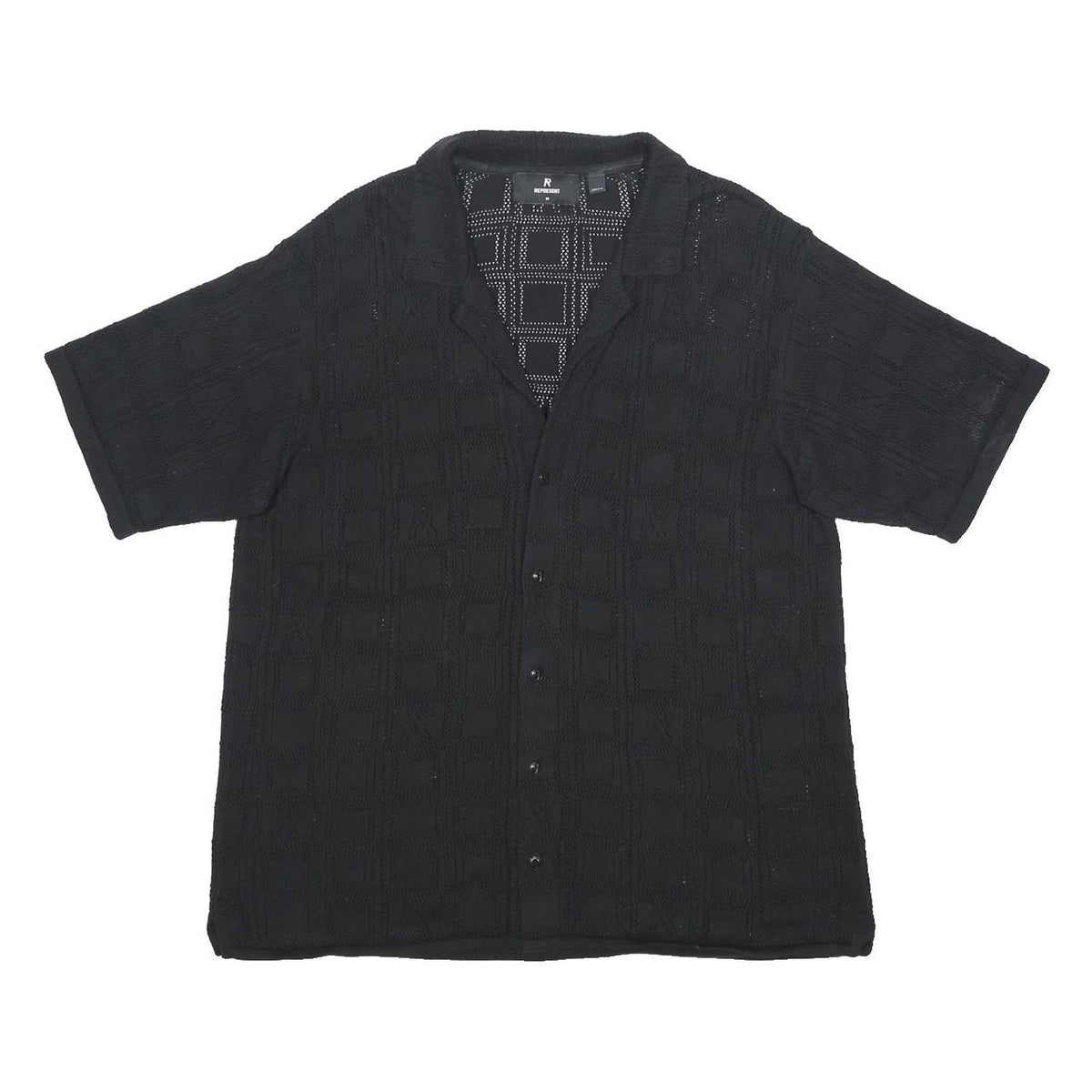 REPRESENT Mens Black Cotton Patterned Shirt M Button Shirt Summer Casual
