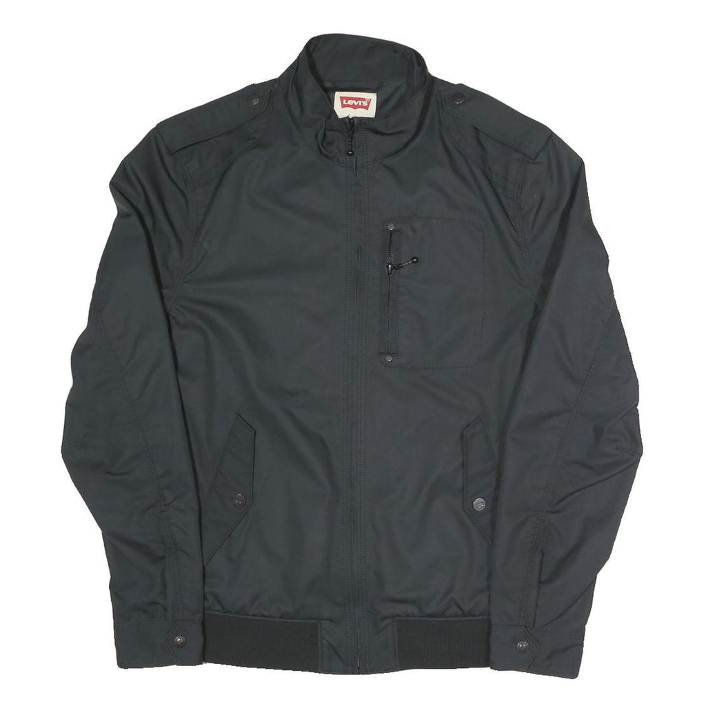 LEVI'S Mens Black Zip Polyester Blend Bomber Jacket M Plain Casual Outerwear