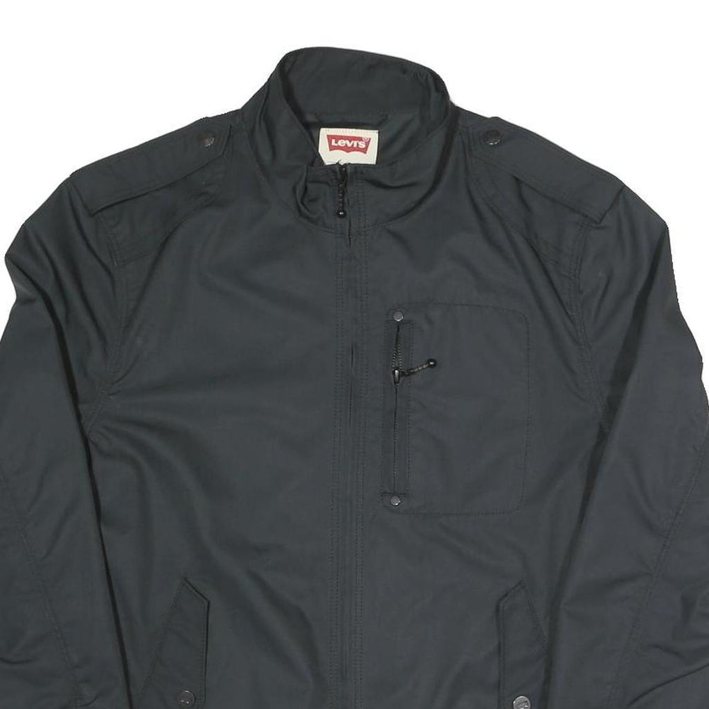 LEVI'S Mens Black Zip Polyester Blend Bomber Jacket M Plain Casual Outerwear