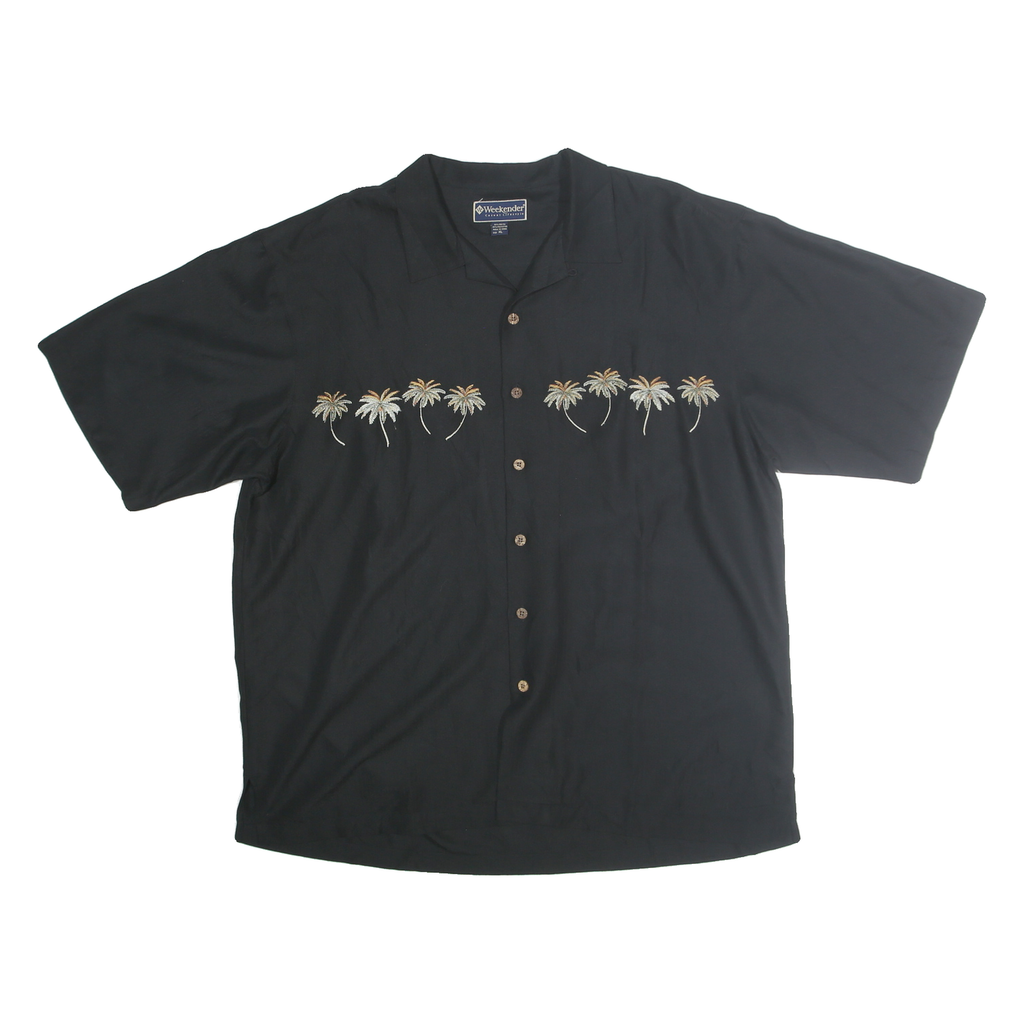 WEEKENDER Mens Black Shirt XL Palm Tree Embroidered Casual Button Shirt