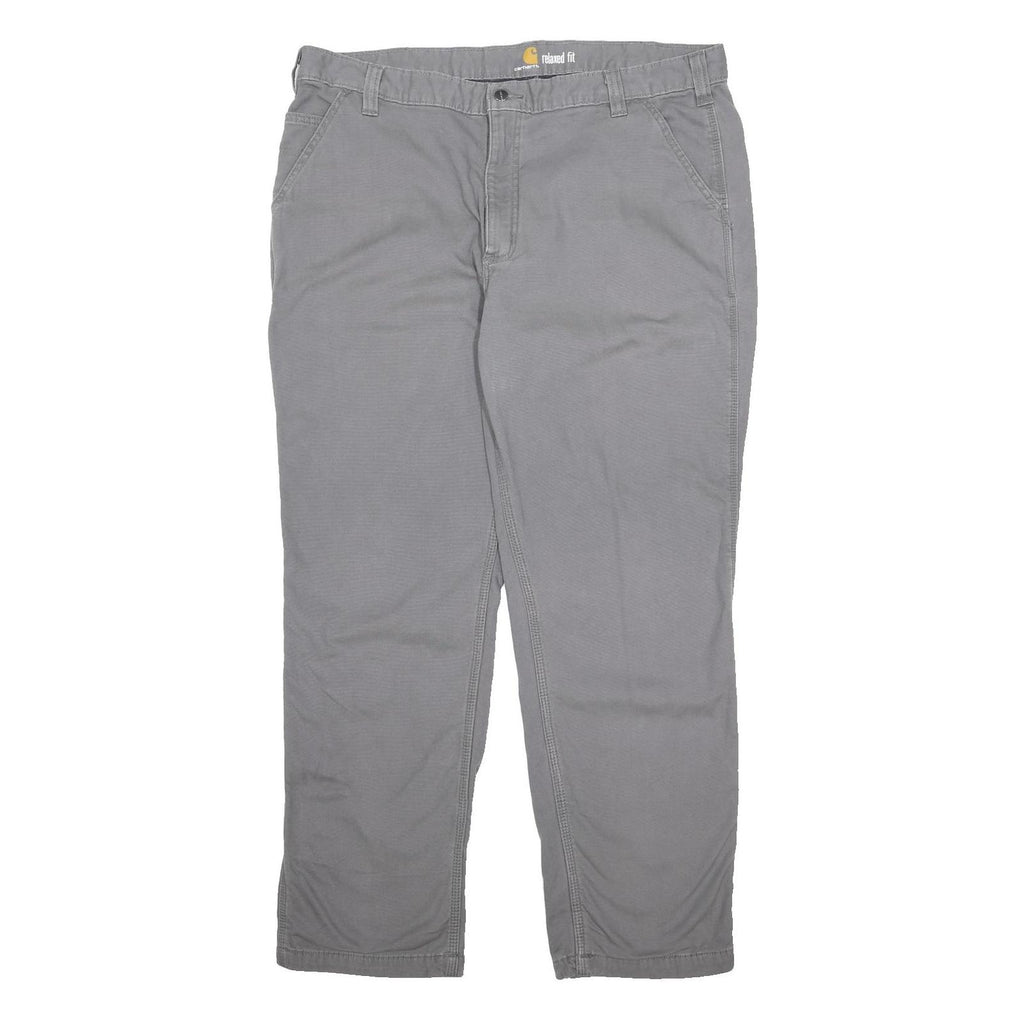 CARHARTT Lined Mens Relaxed Fit Grey Cotton Blend Trousers W42 L32 Workwear